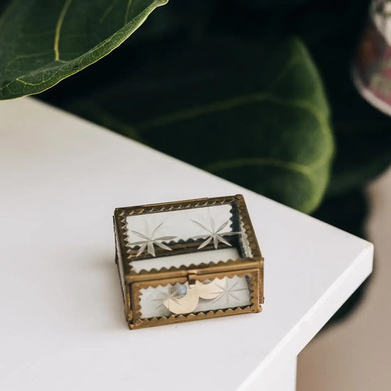 box - etched star - antiqued brass by ten thousand villages