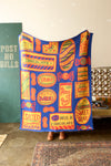 blanket - recycled cotton/acryclic - sweet treats - blue/yellow/red/green by calhoun & co.