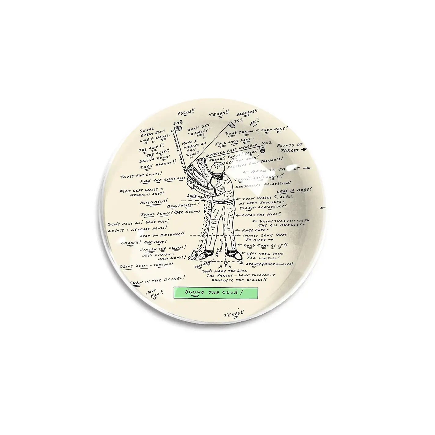paperweight - crystal dome - swing the club! by ben's garden