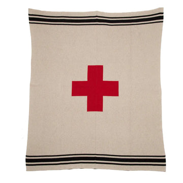 blanket - eco throw - swiss cross + stripes - flax/black/cherry by in2green