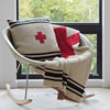 blanket - eco throw - swiss cross + stripes - flax/black/cherry by in2green