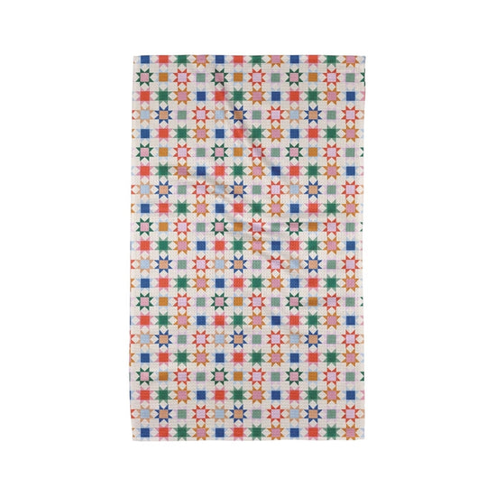 tea towel - microfiber - patchwork picnic (stars) by geometry house