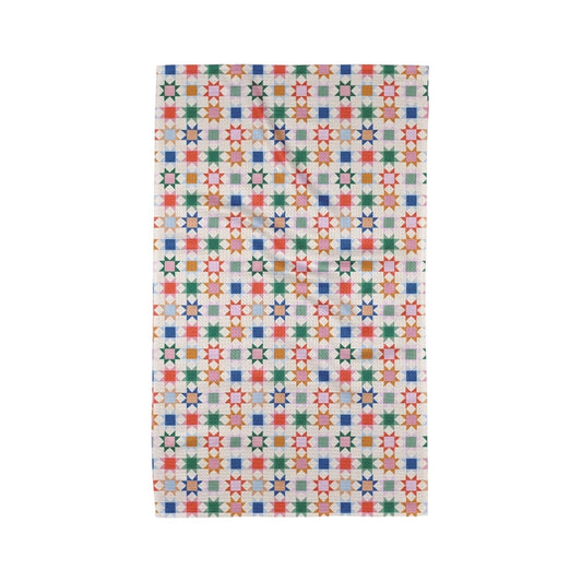 tea towel - microfiber - patchwork picnic (stars) by geometry house