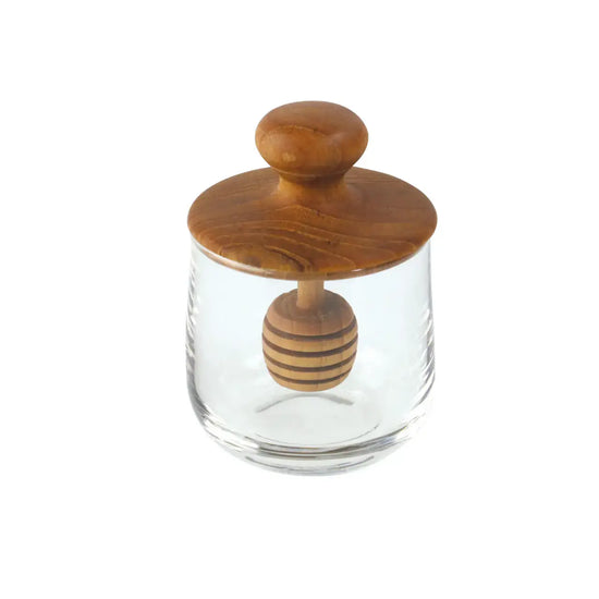 honey jar - mini - teak & glass by be home
