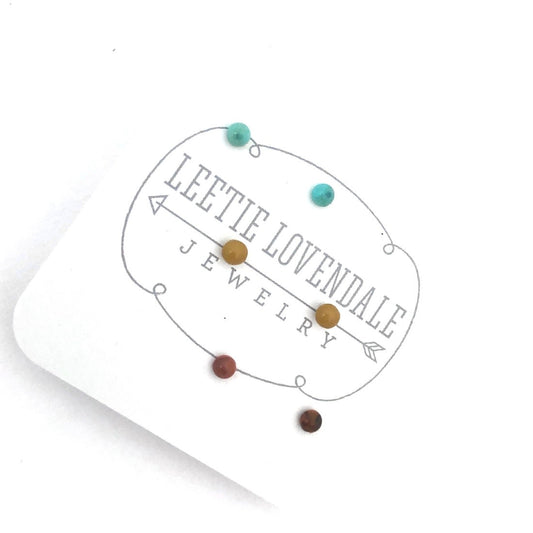 earrings - tiny lucite stud set - teal & terracotta coral by leetie lovendale