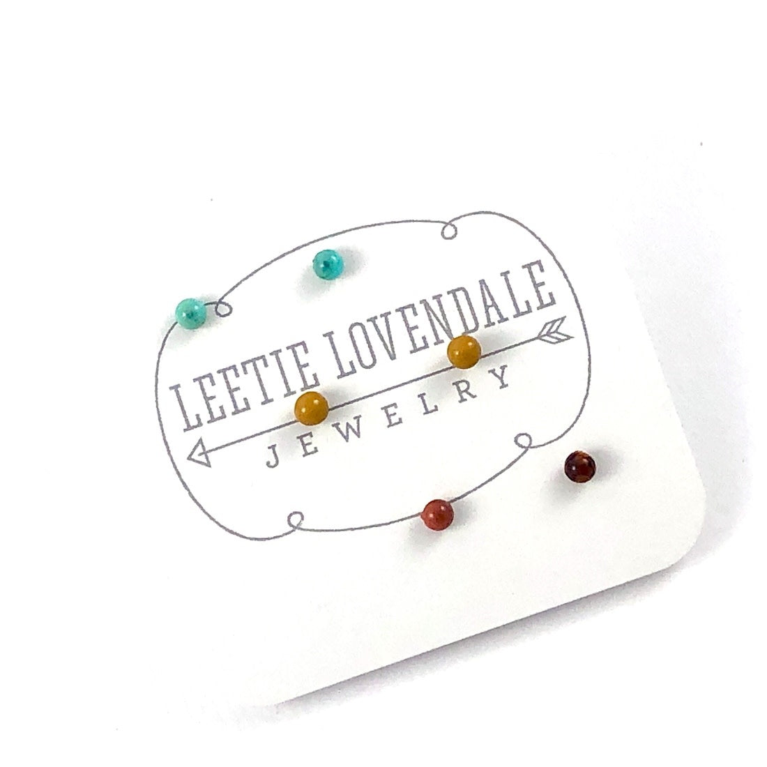 earrings - tiny lucite stud set - teal & terracotta coral by leetie lovendale