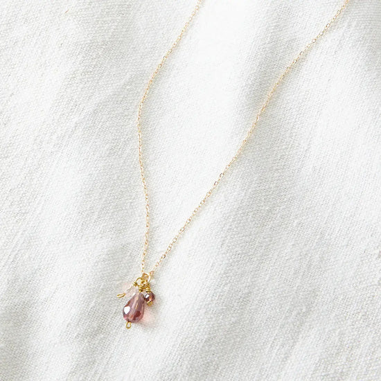 necklace - temple bead pear drop pendant (rose) - just trade by worldfinds