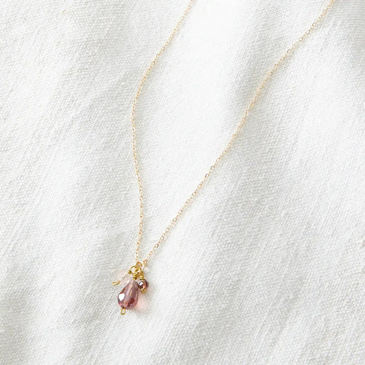 necklace - temple bead pear drop pendant (rose) - just trade by worldfinds