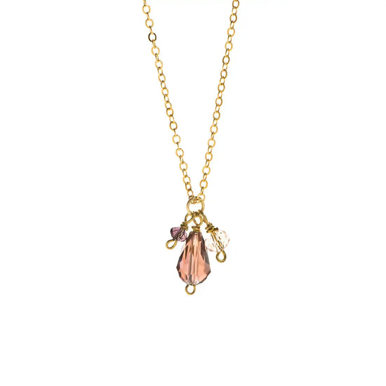 necklace - temple bead pear drop pendant (rose) - just trade by worldfinds