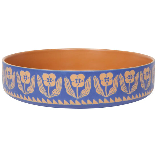 serving bowl - teppi imprint - blue + terracotta by now designs