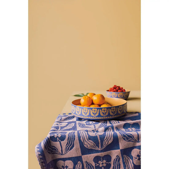serving bowl - teppi imprint - blue + terracotta by now designs