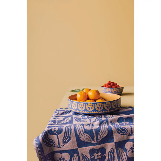 serving bowl - teppi imprint - blue + terracotta by now designs
