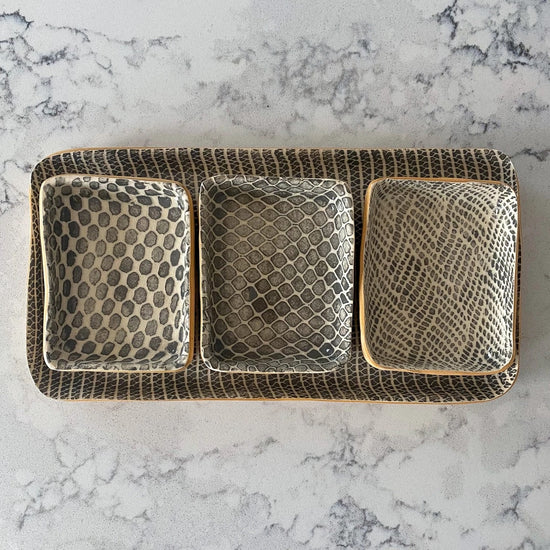 ceramic dip tray - taj charcoal by terrafirma ceramics inc.