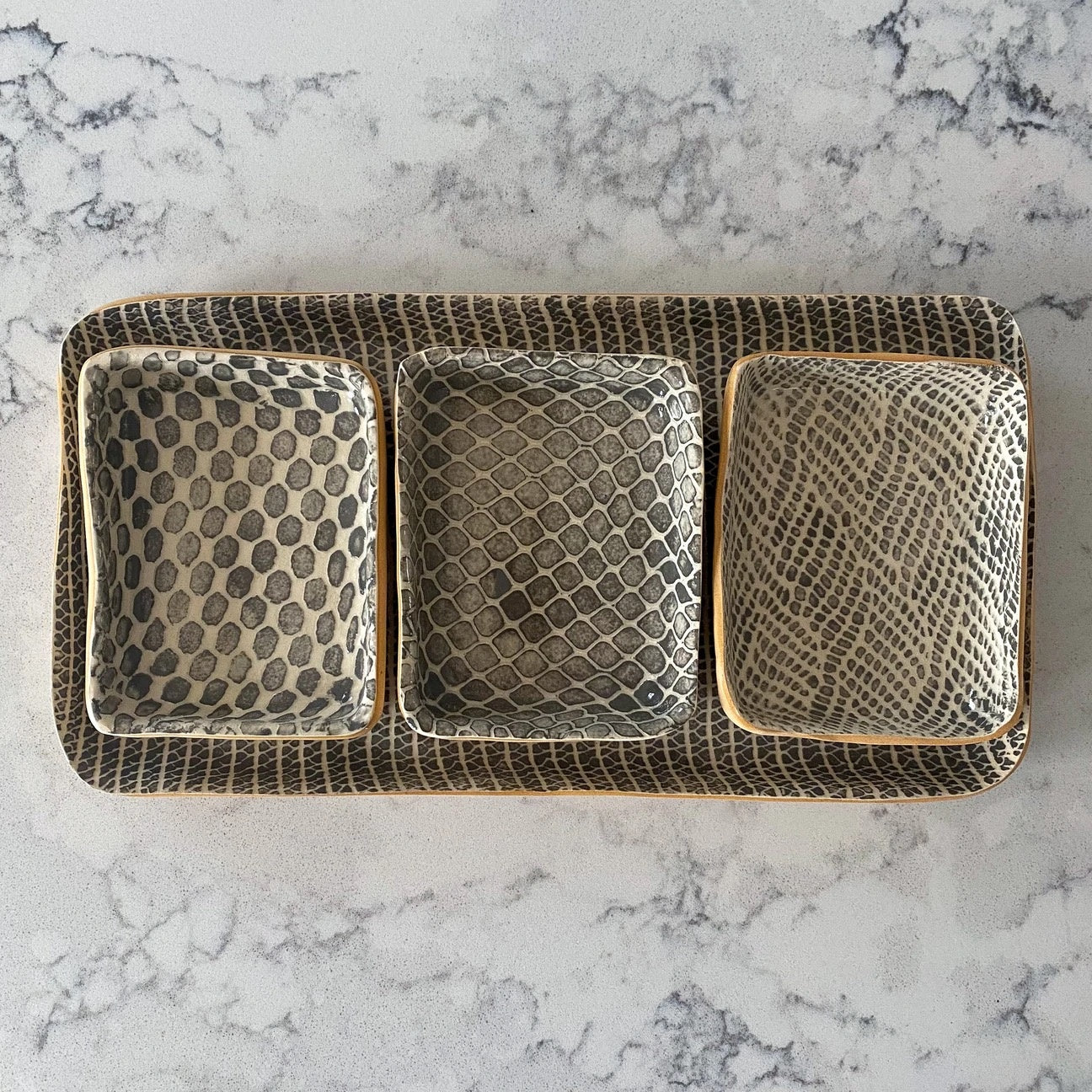ceramic dip tray - taj charcoal by terrafirma ceramics inc.