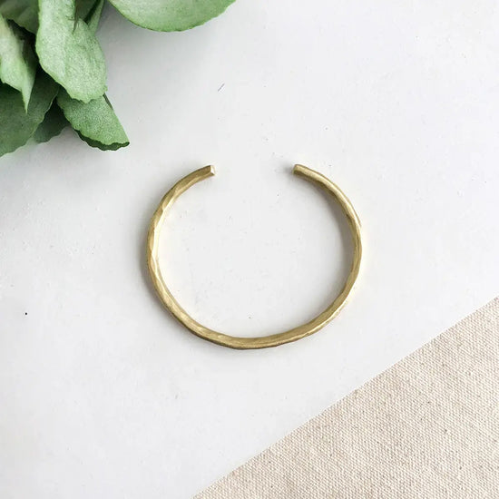 bracelet - textured twig cuff - gold by worldfinds