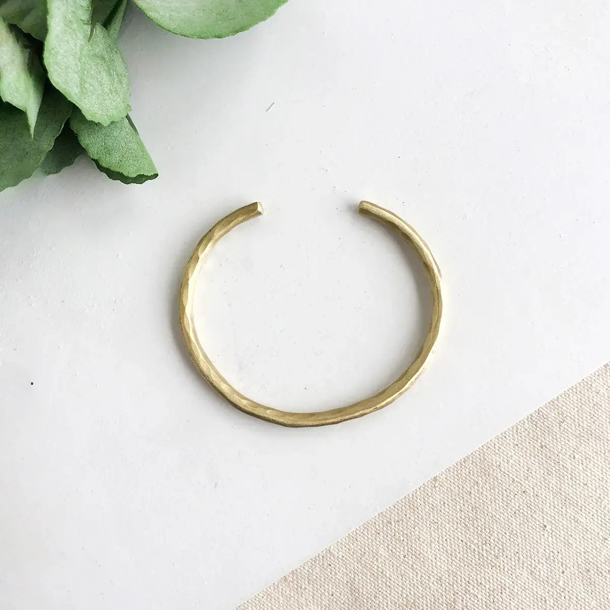 bracelet - textured twig cuff - gold by worldfinds