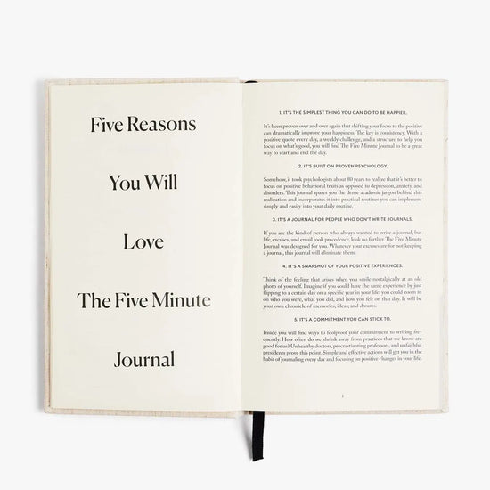 book - five minute journal - daily gratitude - black by intelligent change