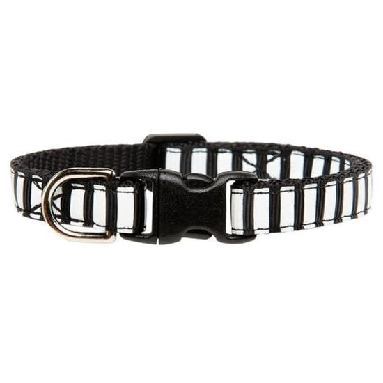 cat collar - 7-10" - black + white stripe by sweet pickles designs