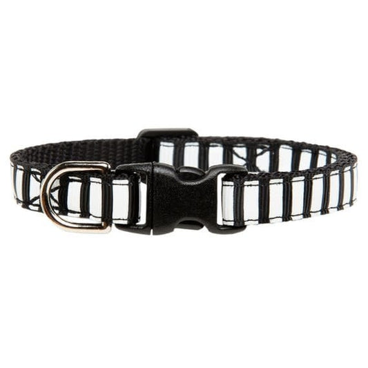cat collar - 7-10" - black + white stripe by sweet pickles designs