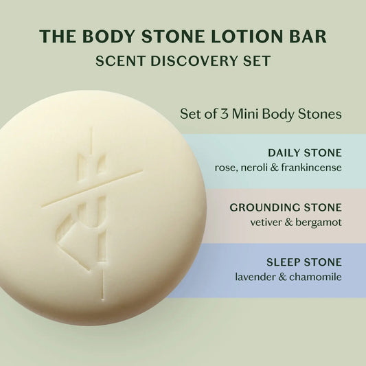 lotion bar trio - body stone - scent discovery set by kate mcleod