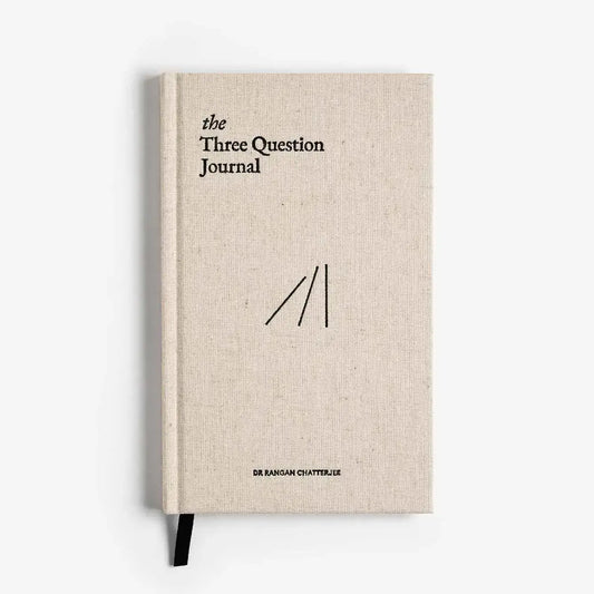 book - three question journal - daily wellbeing - linen by intelligent change