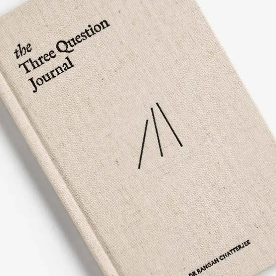book - three question journal - daily wellbeing - linen by intelligent change