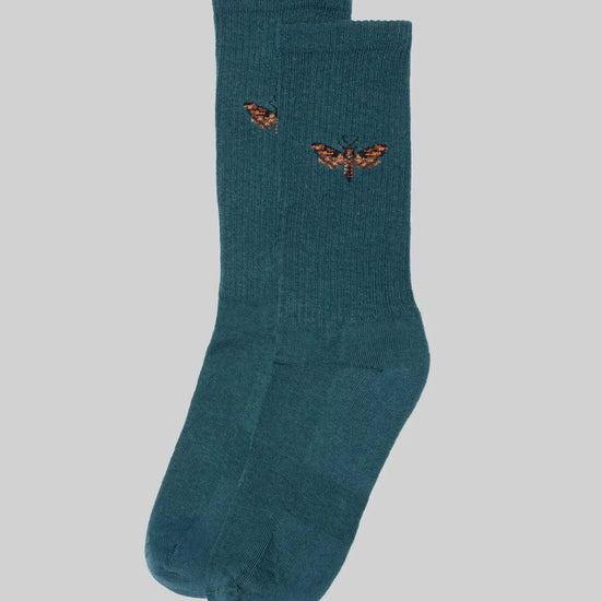 socks - teal moth - crew by american trench