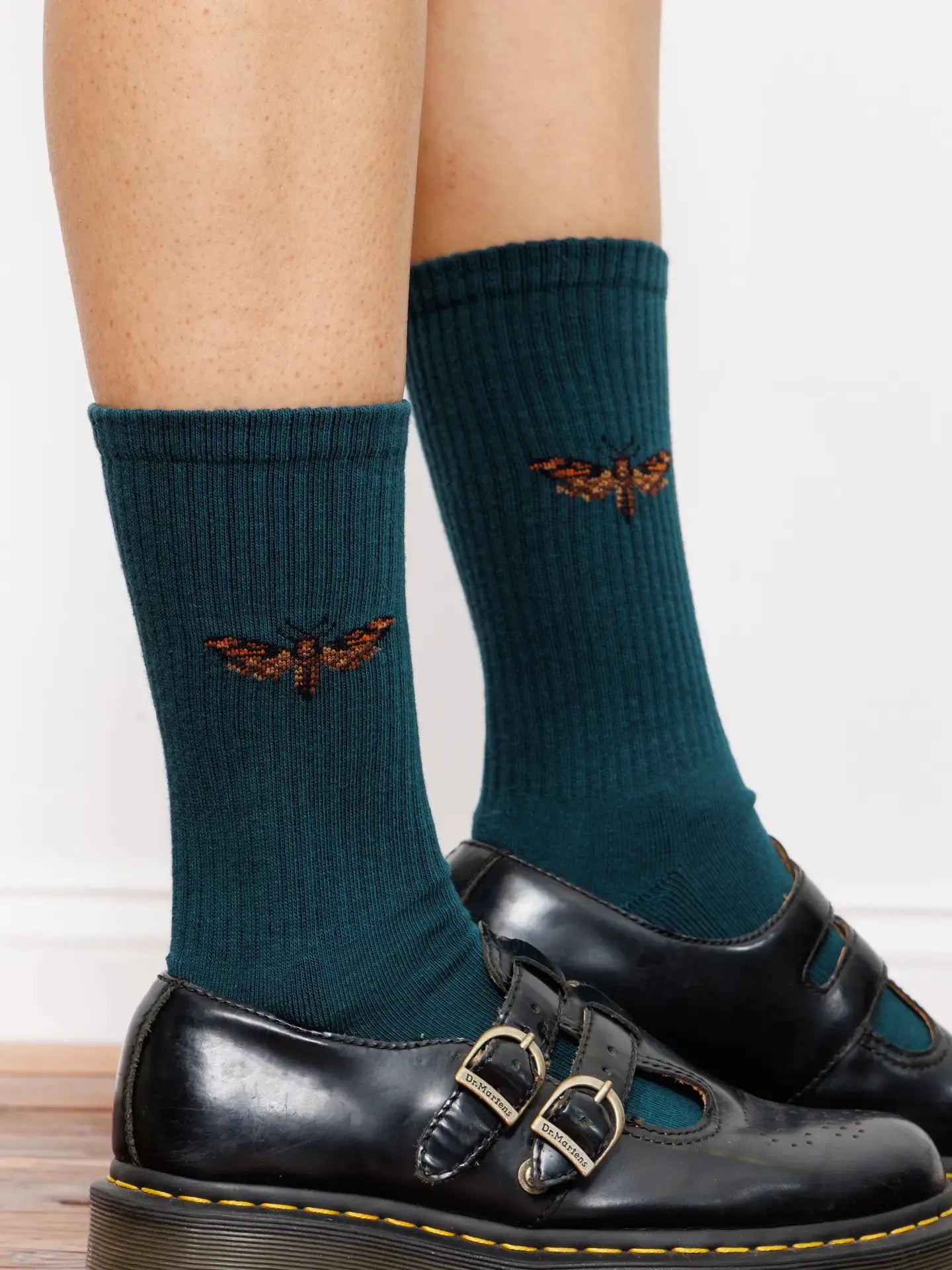 socks - teal moth - crew by american trench