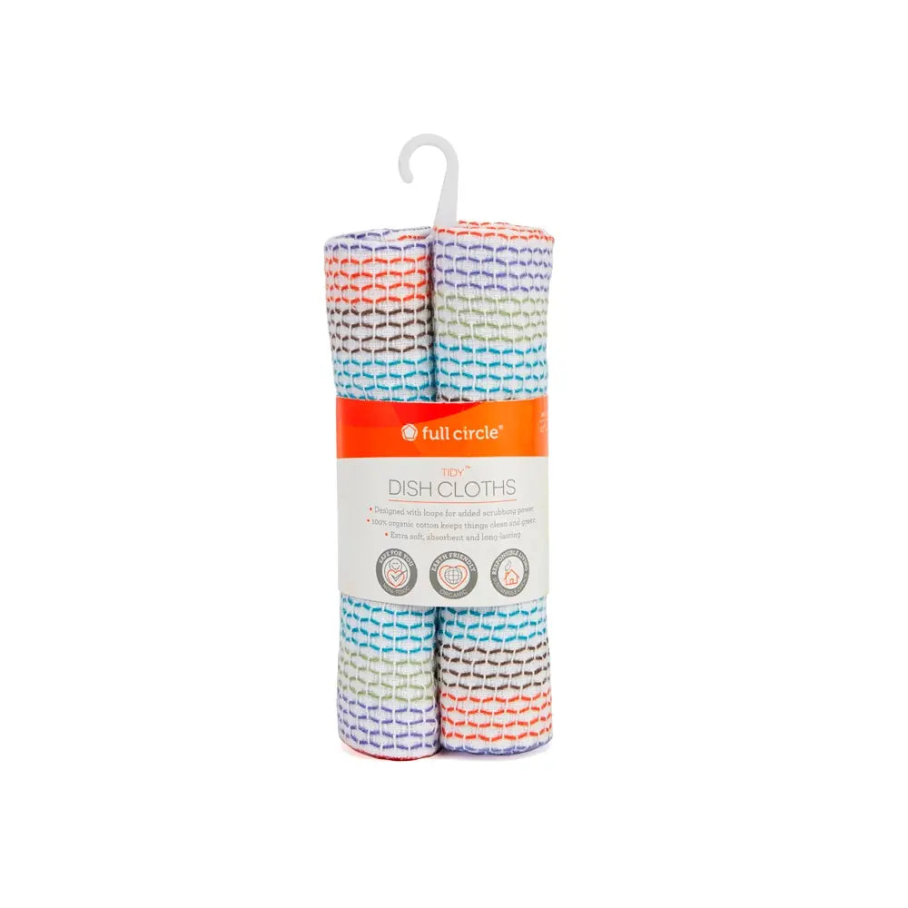 dish cloths - organic cotton - "tidy" - multi 3-pack by full circle home