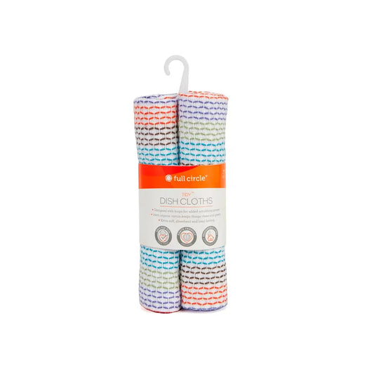 dish cloths - organic cotton - "tidy" - multi 3-pack by full circle home