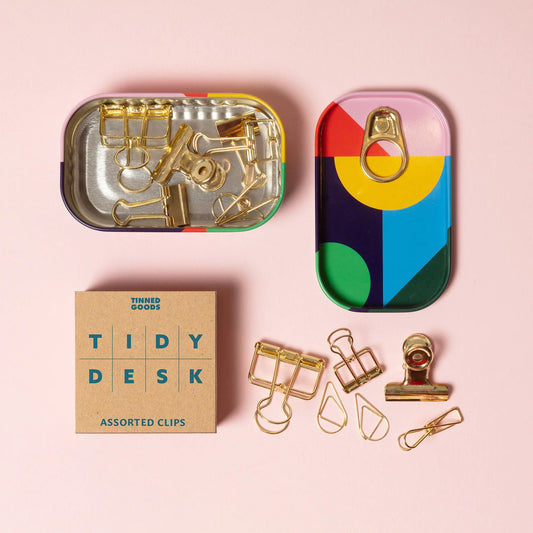 tinned goods - gold clips assorted - tidy desk by block design