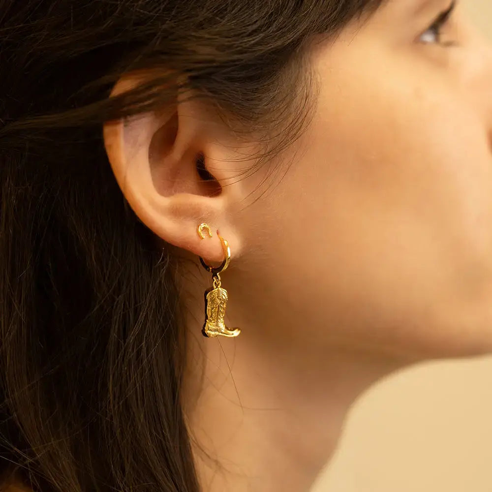 earrings - stud - tiny horseshoe - 14kgp by amano studio