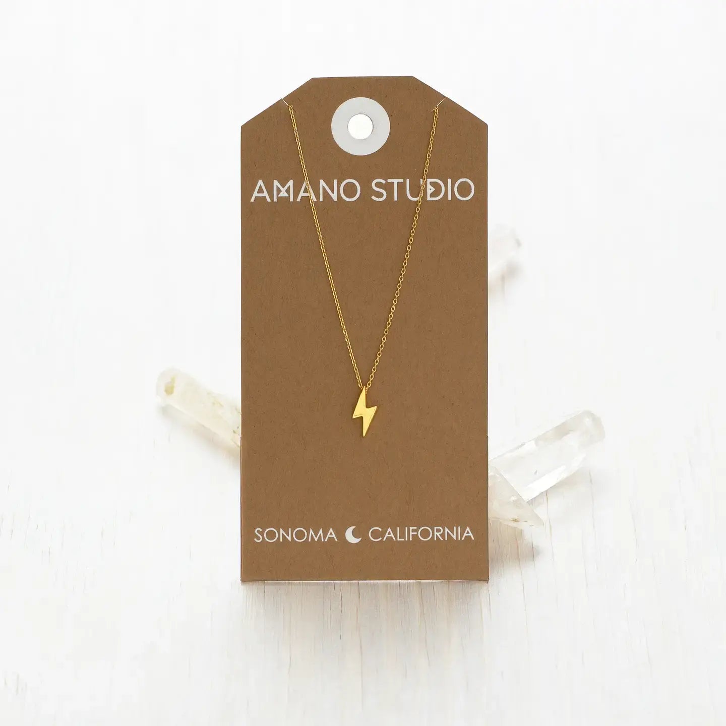 necklace - tiny lightning bolt - 20" chain - 14kgp by amano studio