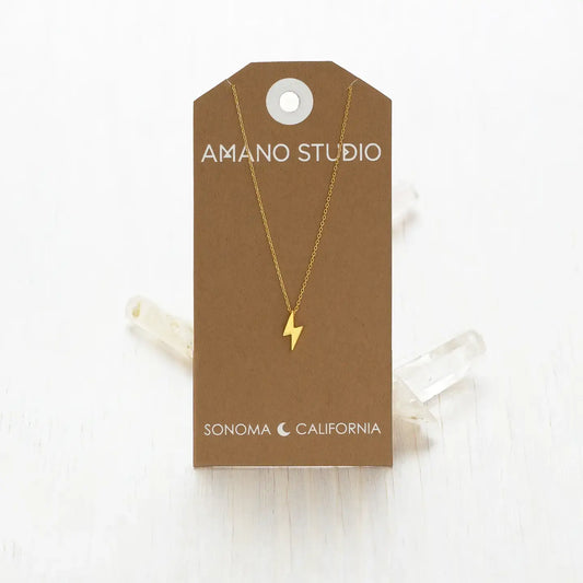 necklace - tiny lightning bolt - 20" chain - 14kgp by amano studio