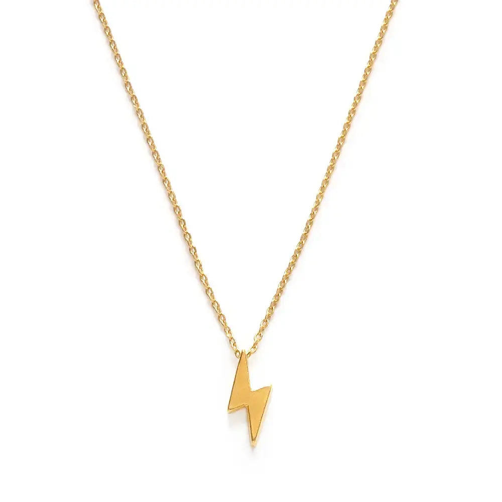 necklace - tiny lightning bolt - 20" chain - 14kgp by amano studio