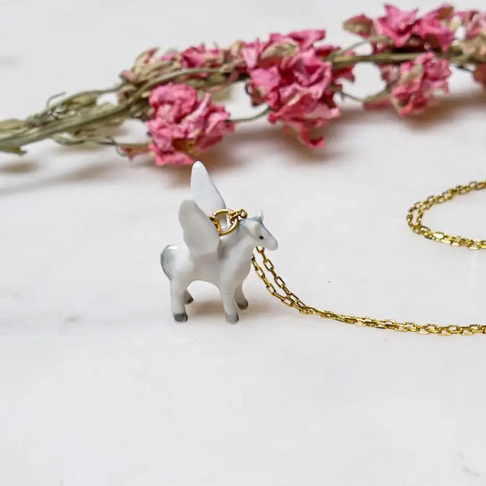 necklace - tiny pegasus - 18k gold plated by peter and june