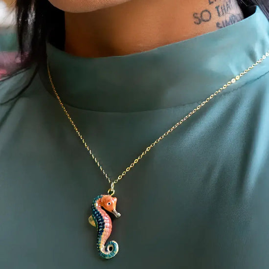 necklace - tiny sea horse - porcelain + 18k chain by peter and june