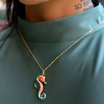 necklace - tiny sea horse - porcelain + 18k chain by peter and june