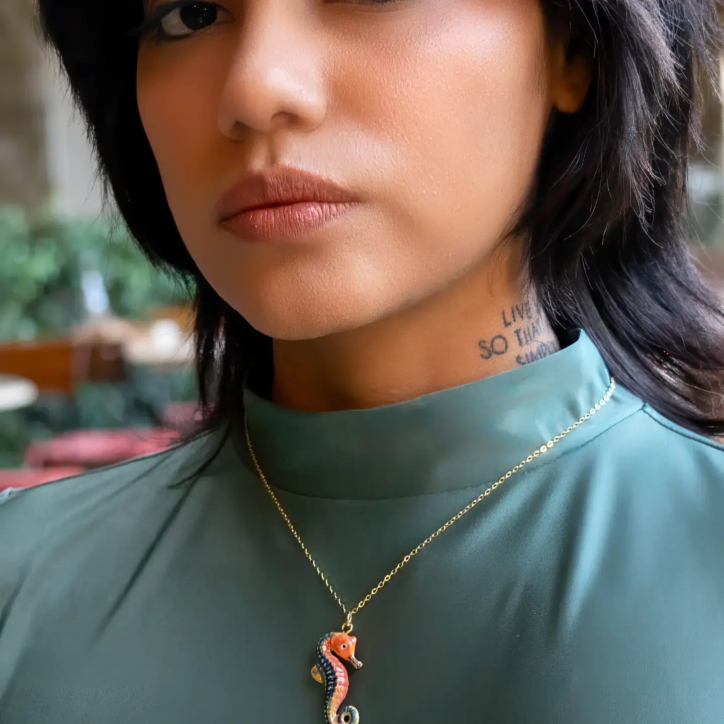 necklace - tiny sea horse - porcelain + 18k chain by peter and june