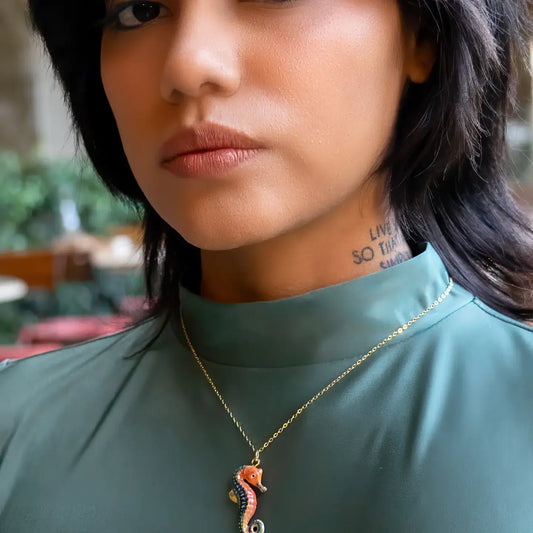 necklace - tiny sea horse - porcelain + 18k chain by peter and june