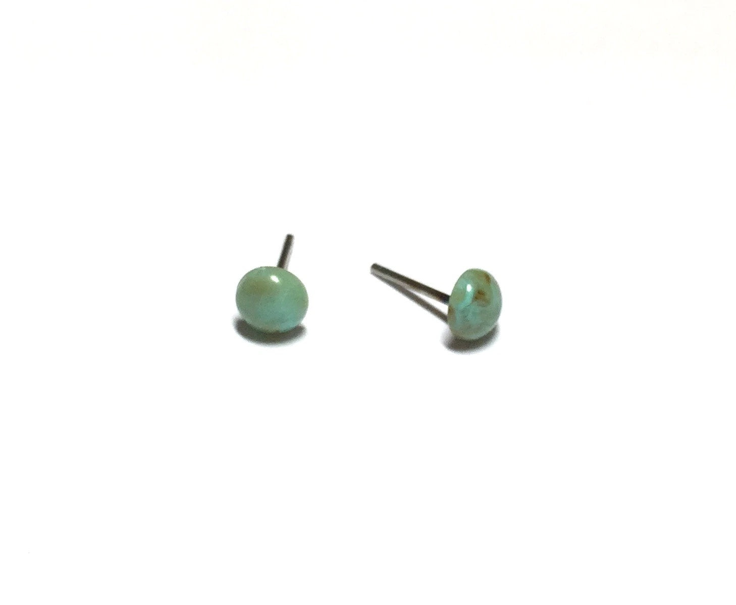 earrings studs - tiny turquoise marbled by leetie lovendale
