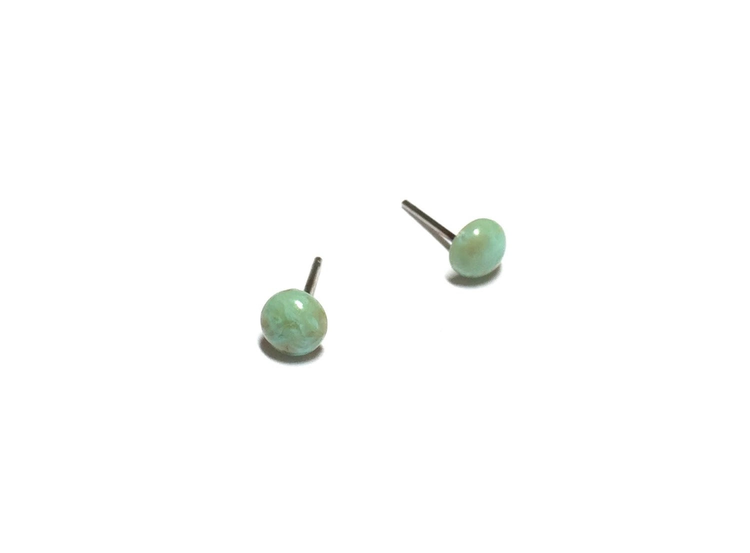 earrings studs - tiny turquoise marbled by leetie lovendale