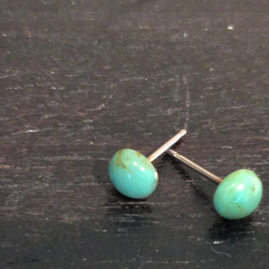 earrings studs - tiny turquoise marbled by leetie lovendale