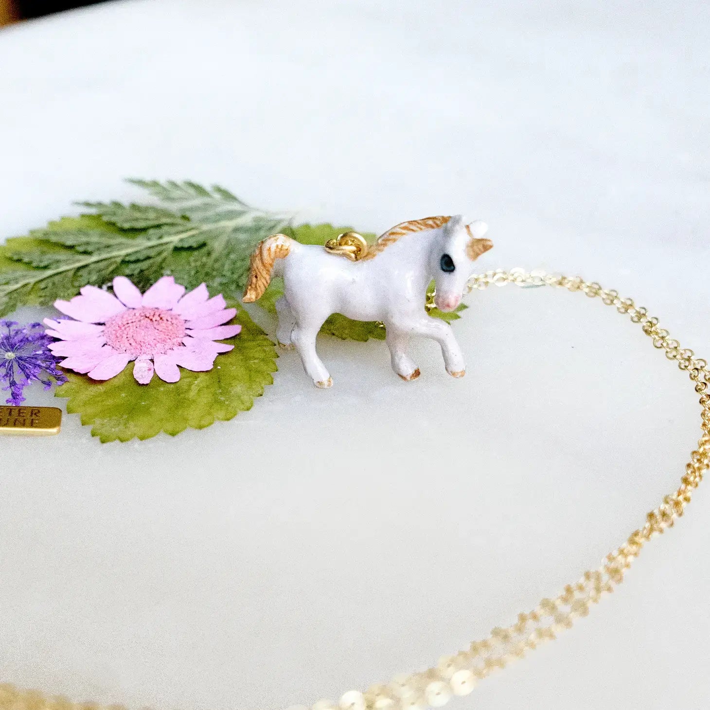necklace - tiny unicorn mama - 18k gold plated by peter and june