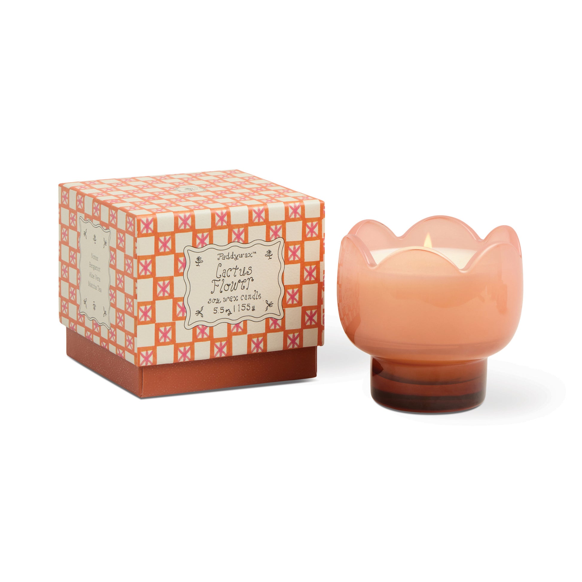 candle - cactus flower - tulip glass pink by paddywax