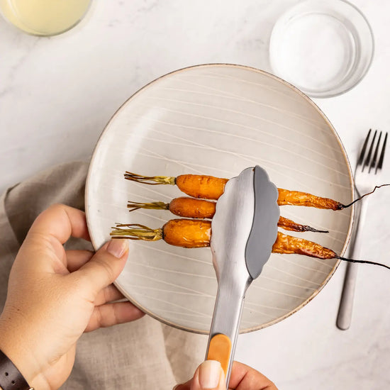 utensil - tongs - dual-sided silicone & stainless steel - 12" by full circle home