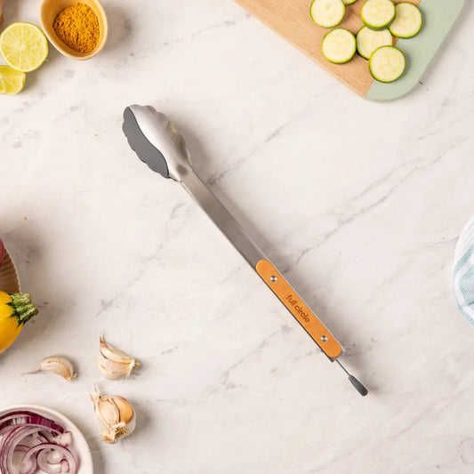utensil - tongs - dual-sided silicone & stainless steel - 12" by full circle home