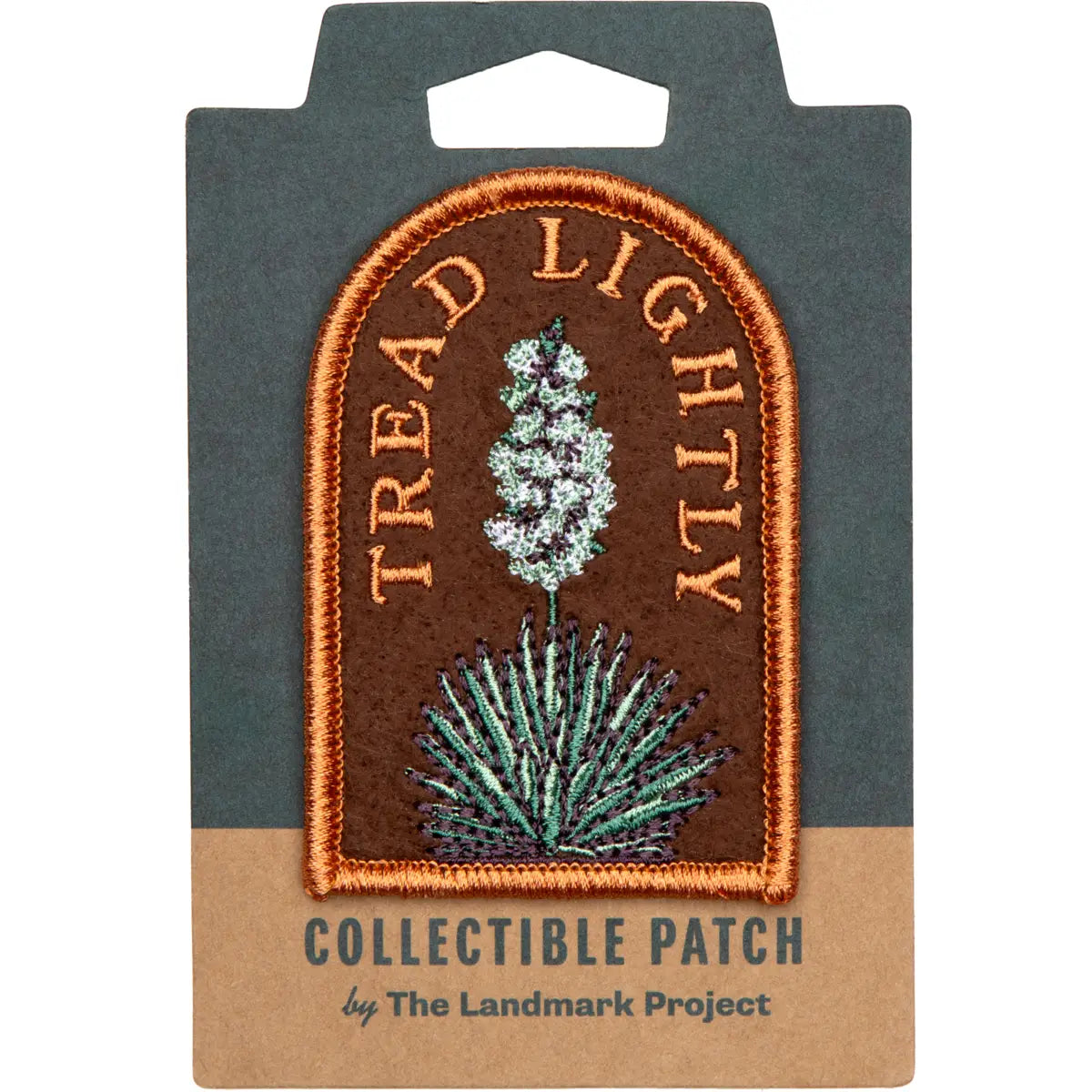 patch - embroidered - tread lightly - yucca by the landmark project