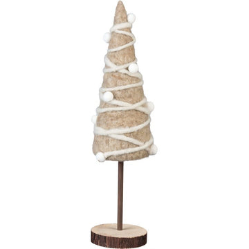 tree - natural felt - white garland + poms by primitives by kathy