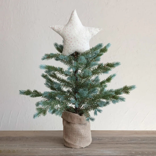 tree topper - wool felt star - sequins - beige by creative co-op
